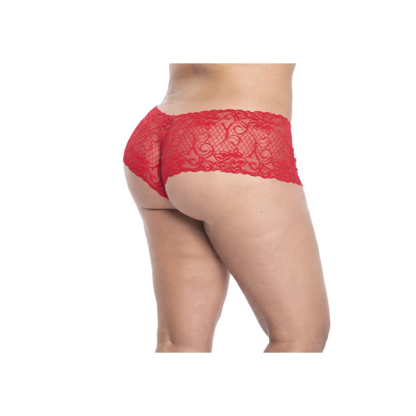 Shorty en dentelle rouge grande taille 